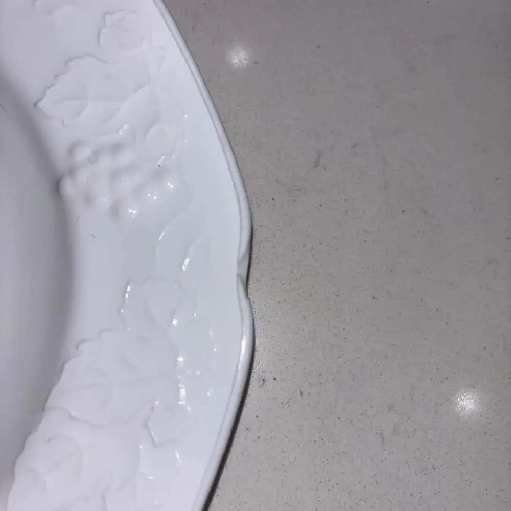 Vintage Indiana Glass Colony Harvest Grape White Milk Glass Dinner Plates (12)